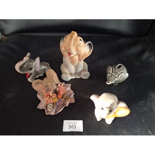 503 - Collectable Elephants x5 Includes Tuskers