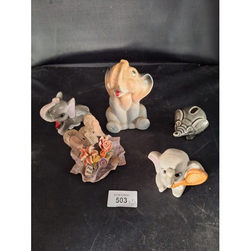 503 - Collectable Elephants x5 Includes Tuskers