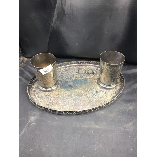 903 - Vintage Rare Barker Ellis Tray With 2 Beakers