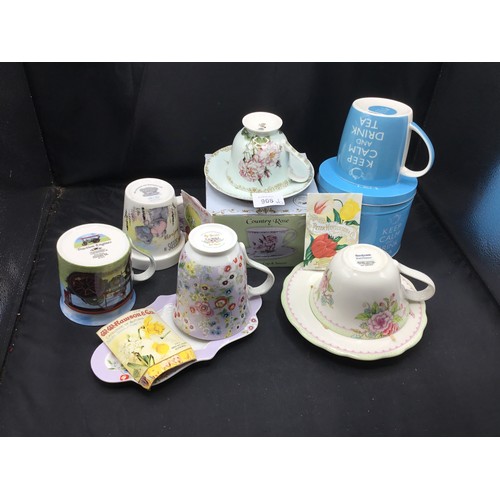 908 - Collection of New Mugs, Cups and Trays x6