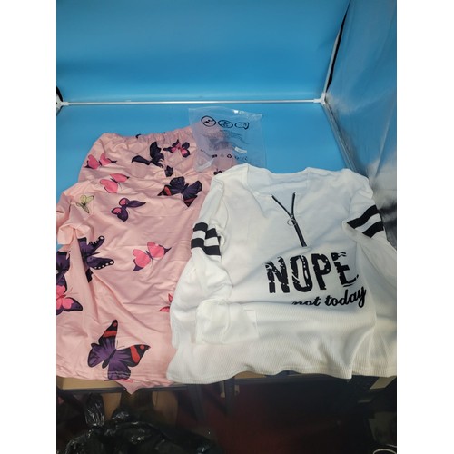 364 - New In The Bag XL Pyjamas In a Butterfly Design and a XXL White Not Today Zipped Jumper