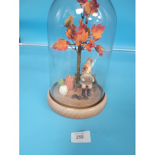 259 - Large Fall Collection Globe Light With Pumpkins and a Dwarf