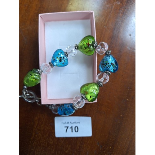 710 - Murano Style Silver Bracelet