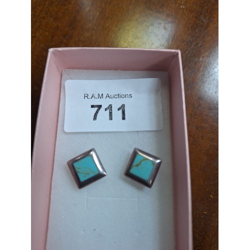 711 - Boxed 925 Silver and Turquoise Earrings