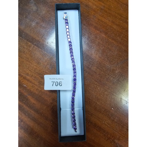 706 - Boxed 925 Silver and Amethyst Bracelet