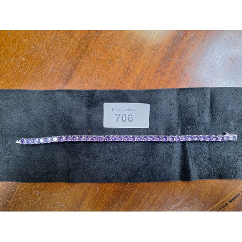 706 - Boxed 925 Silver and Amethyst Bracelet