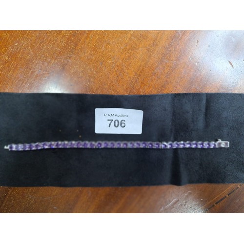 706 - Boxed 925 Silver and Amethyst Bracelet