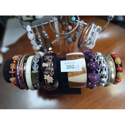 392 - Two Stands of Fashion and Vintage Bangles and Bracelets