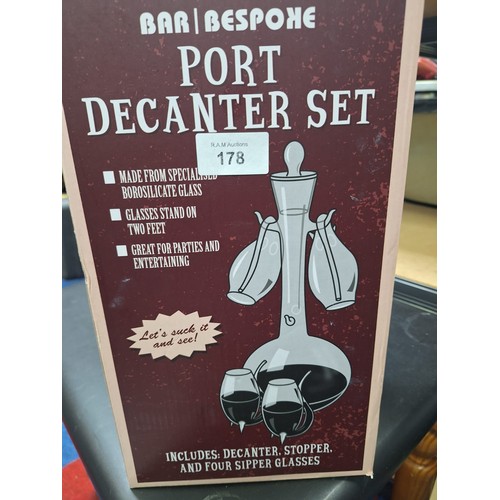 178 - New In The Box Bar Bespoke Port Decanter Set