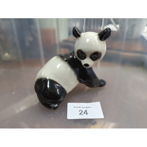 24 - Vintage Russian Lomonosov Pottery Panda Marked To The Base