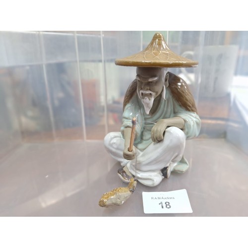 18 - Vintage Chinese Fisherman Marked To The Base