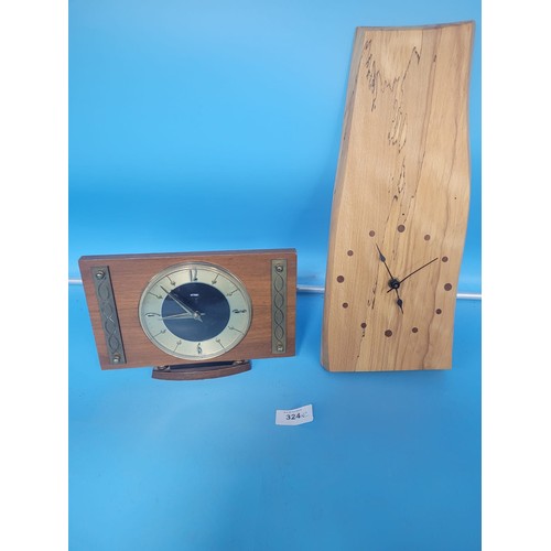 324 - Vintage Mantle Clock and a Treen Clock