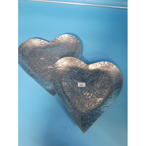 327 - Extra Large Metal Heart Platter/Display Tray x2 14