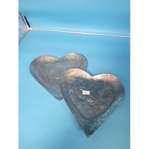 327 - Extra Large Metal Heart Platter/Display Tray x2 14