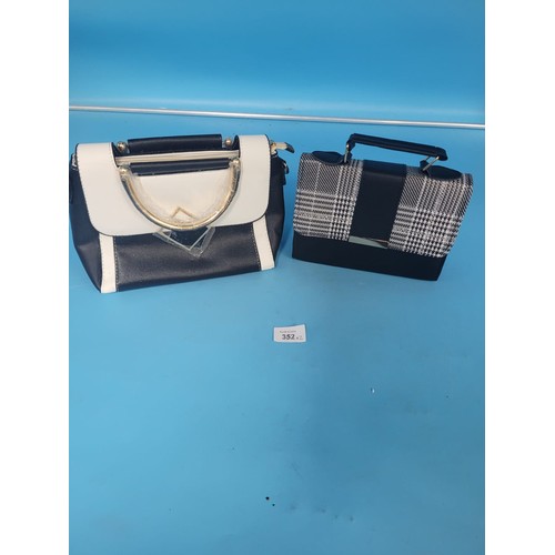 352 - New Black and White Bag With Strap x2