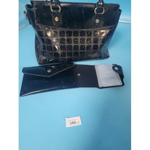 349 - Vintage Black Bag With Purse and Card Holder