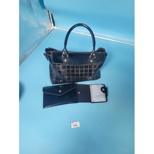 349 - Vintage Black Bag With Purse and Card Holder