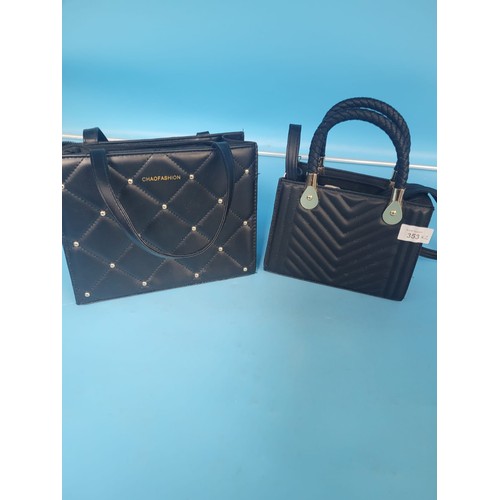 353 - New Black and Brass Bag With Strap and a Chao Fashion Studded Bag