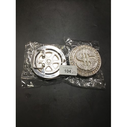 104 - Bling Silver Dollar Sign Revolving Belt Buckles x2