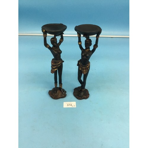 374 - African Figure Tealight Holders x2