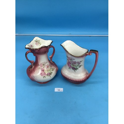 19 - Rockingham Decorative Vase and Jug