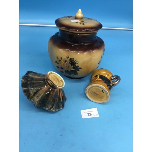 29 - Royal Doulton Decanter, Lidded Pot and a Basket