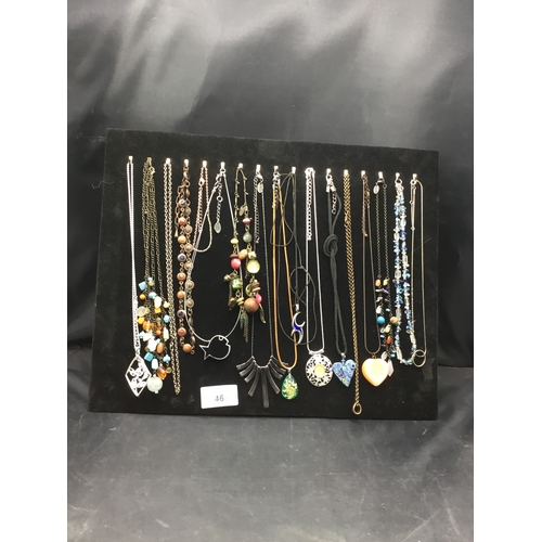 46 - Fashion and Vintage Jewellery To Include 17 Chains and Necklaces