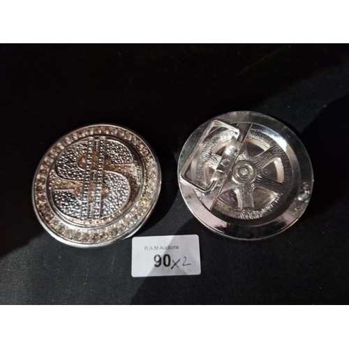 90 - Bling Dollar Revolving Belt Buckles x 2