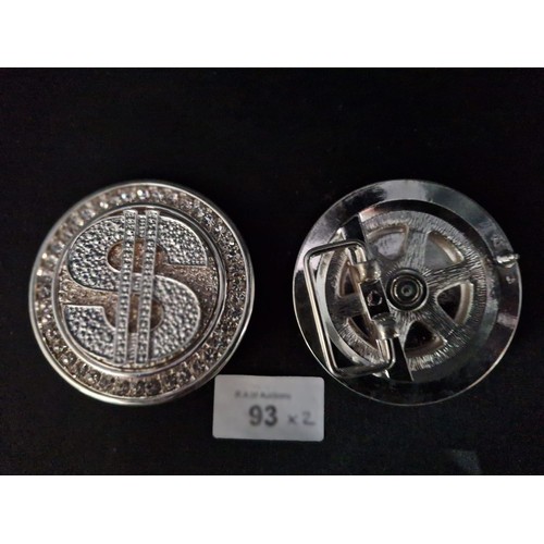 93 - Bling Dollar Revolving Belt Buckles x 2