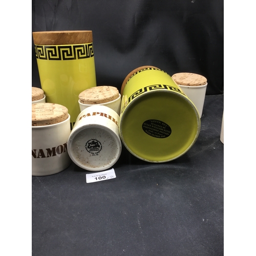 100 - Greek Key by Susan Williams-Ellis Portmerion Pottery Canisters x2 and Kilncraft Tableware Spice Jars... 