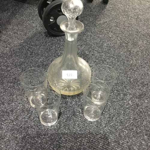 122 - Decanter and 4 Glasses