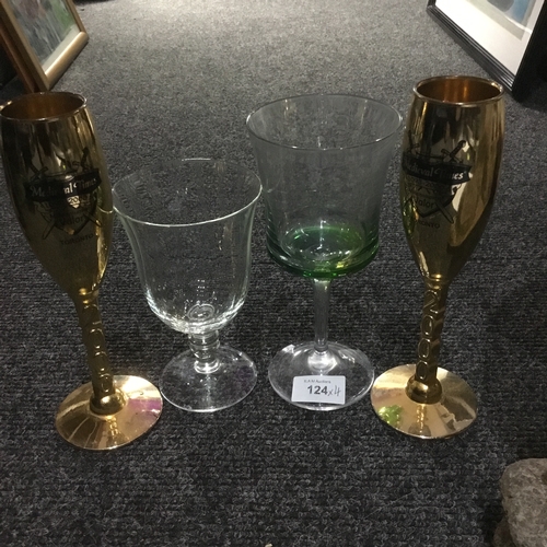 124 - Glasses x2 and 2 Gold 2000 Goblets