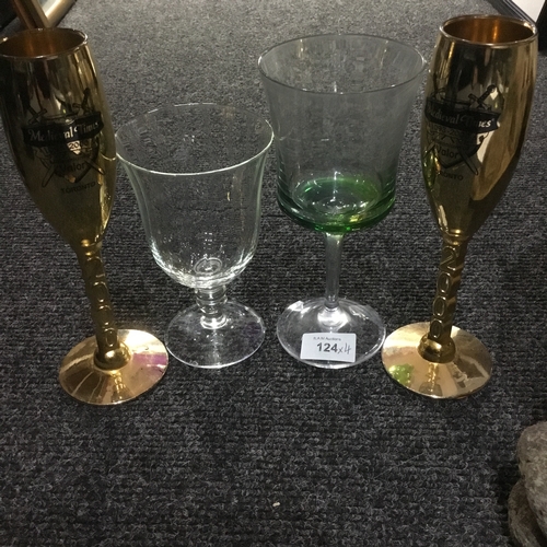 124 - Glasses x2 and 2 Gold 2000 Goblets