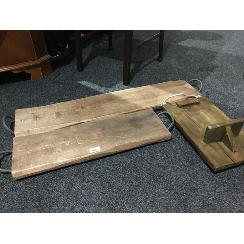 146 - Solid Wood Chopping/Server Boards x2 Large and Medium and a Wooden Shelf