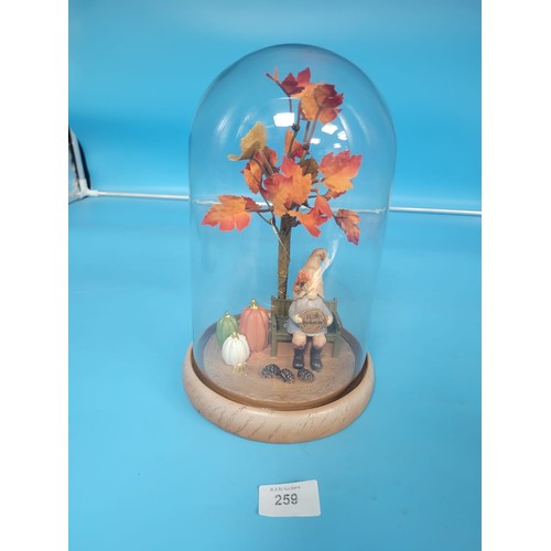 259 - Large Fall Collection Globe Light With Pumpkins and a Dwarf