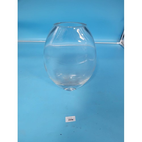 304 - Heavy Large 12” Retro Glass Vase In a Tear Shape