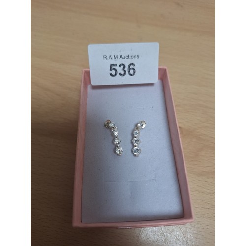 536 - Boxed 925 Silver Stoned Drop Earrings