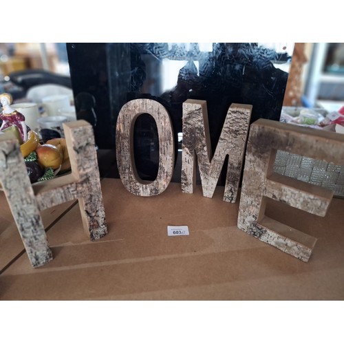 603 - Homewares x7 To Include Letters x4, Tissue Box x2 and a Tray