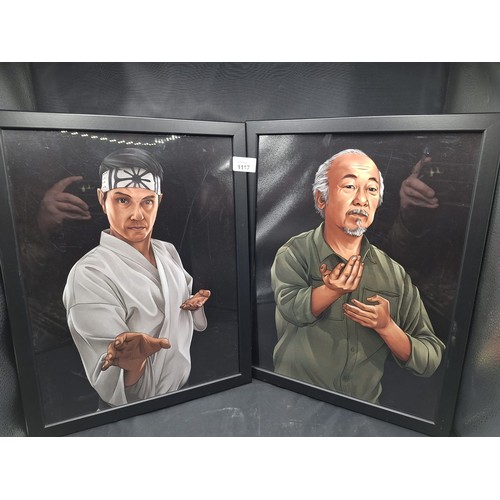 1117 - Karate Kid Pictures x2 Hand Painted Kid and Master