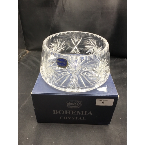 4 - Boxed Bohemia Crystal Glass Bowl