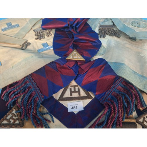 484 - Vintage Masonic Regalia To Include Badges, Sashes, Bags and Attachments