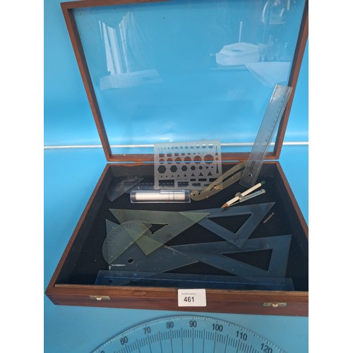 461 - Vintage Glass Display Case For Pins, Jewellery Etc Full of Maths Instruments