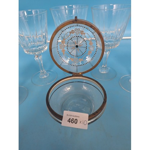 460 - Crystal Glasses x8, Vintage/Antique Perfume/Powder Pot and a Quartz Clock