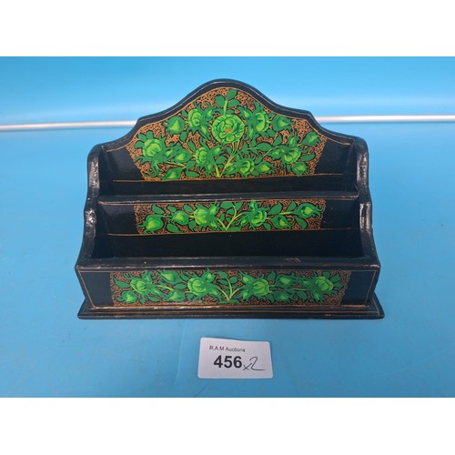 456 - Antique Lacquered and Painted Decoupage Letter Stand and a Jewellery Box