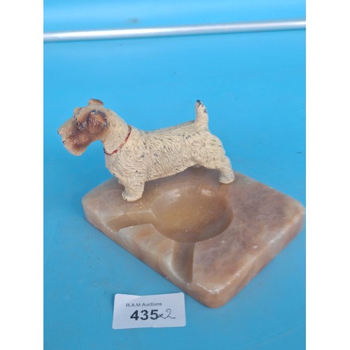 435 - Vintage/Retro Marble and Metal Dog Ashtrays x2 To Include a Terrier and a Spaniel