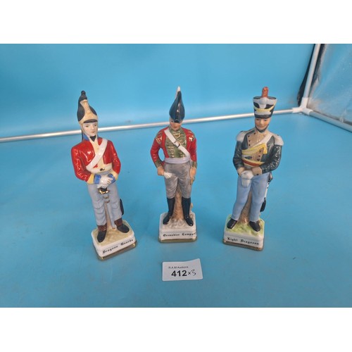 412 - Vintage Ceramic Soldiers x3