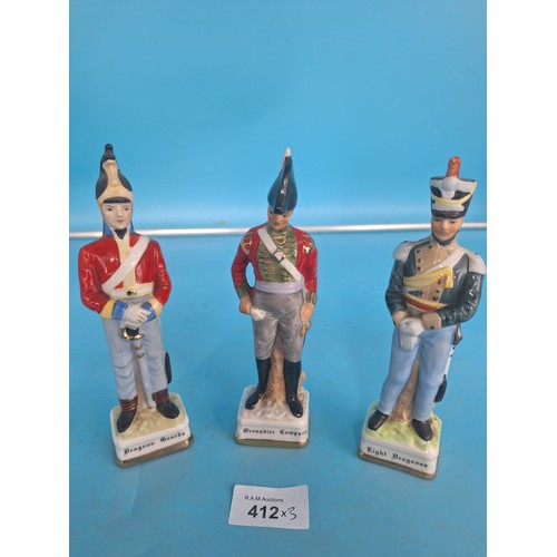 412 - Vintage Ceramic Soldiers x3