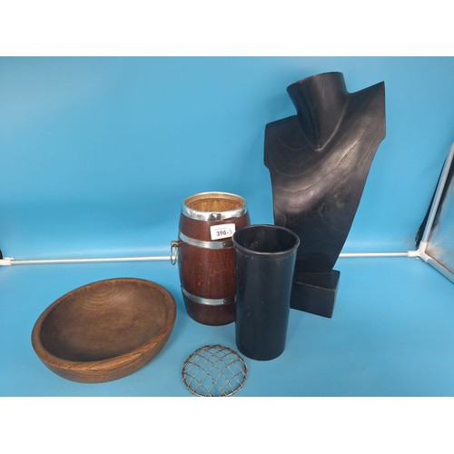 396 - Vintage/Retro Treen Bust, Keg and Bowl