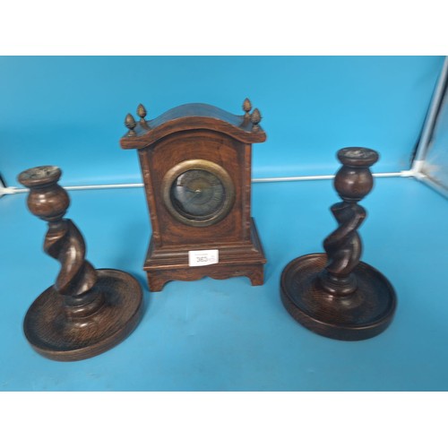 363 - Vintage/Antique Candlesticks and a Retro Clock