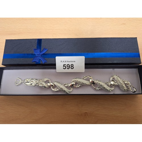 598 - Boxed 925 Silver Dragon Bracelet